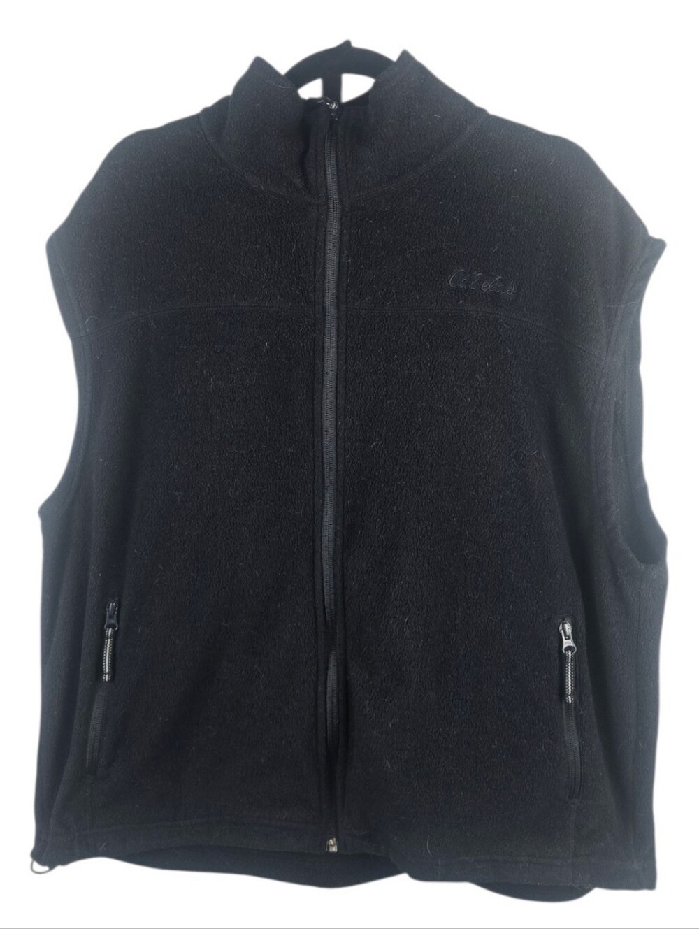 Cabela's Fleece Vest Full Zip Mock Neck Pockets Black XL